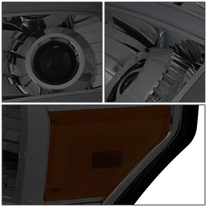 FAROS 11-16 FORD F-250, F-350, F-450, F-550 - SUPER DUTY 2/4-DOOR - LED E-BAR - HALO PROJECTOR - SMOKE HOUSING / AMBER CORNER - H7 LOW BEAM / H7 HIGH BEAM / 3157A SIGNAL 2825 MARKER