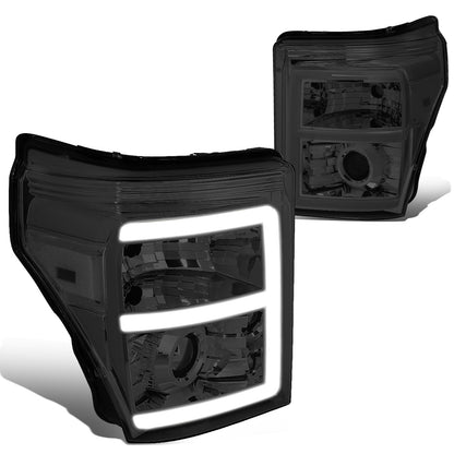 FAROS 11-16 FORD F-250, F-350, F-450, F-550 - SUPER DUTY 2/4-DOOR - LED E-BAR - HALO PROJECTOR - SMOKE HOUSING / CLEAR CORNER - H7 LOW BEAM / H7 HIGH BEAM / 3157A SIGNAL 2825 MARKER