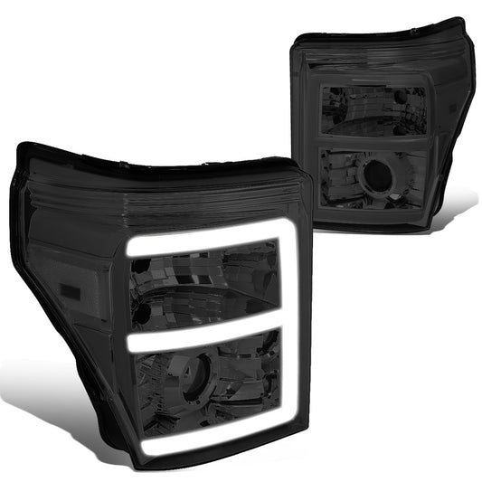 FAROS 11-16 FORD F-250, F-350, F-450, F-550 - SUPER DUTY 2/4-DOOR - LED E-BAR - HALO PROJECTOR - SMOKE HOUSING / CLEAR CORNER - H7 LOW BEAM / H7 HIGH BEAM / 3157A SIGNAL 2825 MARKER