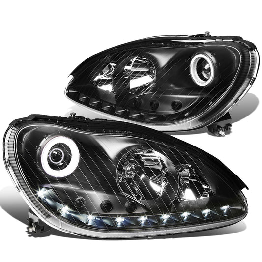 FAROS 00-06 MERCEDES BENZ S430 , S500 , S600 / 01-06 MERCEDES BENZ S55 AMG / 05-06 MERCEDES BENZ S65 AMG / 06 MERCEDES BENZ S350 4-DOOR - FITS MODELS WITH FACTORY HALOGEN HEADLIGHTS ONLY - DOES NOT FIT MODELS WITH FACTORY HIDS - LED DRL - HALO PROJ