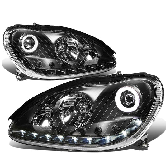 FAROS 00-06 MERCEDES BENZ S430 , S500 , S600 / 01-06 MERCEDES BENZ S55 AMG / 05-06 MERCEDES BENZ S65 AMG / 06 MERCEDES BENZ S350 4-DOOR - FITS MODELS WITH FACTORY HALOGEN HEADLIGHTS ONLY - DOES NOT FIT MODELS WITH FACTORY HIDS - LED DRL - HALO PROJ