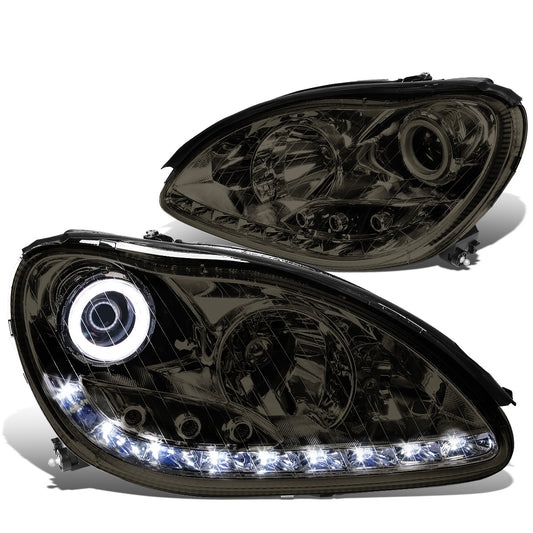 FAROS 00-06 MERCEDES BENZ S430 , S500 , S600 / 01-06 MERCEDES BENZ S55 AMG / 05-06 MERCEDES BENZ S65 AMG / 06 MERCEDES BENZ S350 4-DOOR - FITS MODELS WITH FACTORY HALOGEN HEADLIGHTS ONLY - DOES NOT FIT MODELS WITH FACTORY HIDS - LED DRL - HALO PROJ