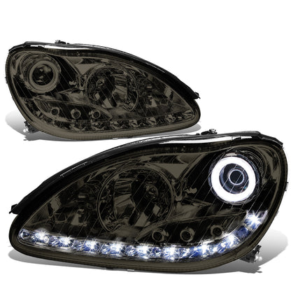 FAROS 00-06 MERCEDES BENZ S430 , S500 , S600 / 01-06 MERCEDES BENZ S55 AMG / 05-06 MERCEDES BENZ S65 AMG / 06 MERCEDES BENZ S350 4-DOOR - FITS MODELS WITH FACTORY HALOGEN HEADLIGHTS ONLY - DOES NOT FIT MODELS WITH FACTORY HIDS - LED DRL - HALO PROJ