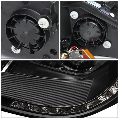 FAROS 00-06 MERCEDES S430 , S500 , S55 AMG , S600 / 2006 MERCEDES S350 , S65 AMG 4-DOOR - LED DRL - PROJECTOR - BLACK HOUSING - H7 LOW BEAM / H3 HIGH BEAM