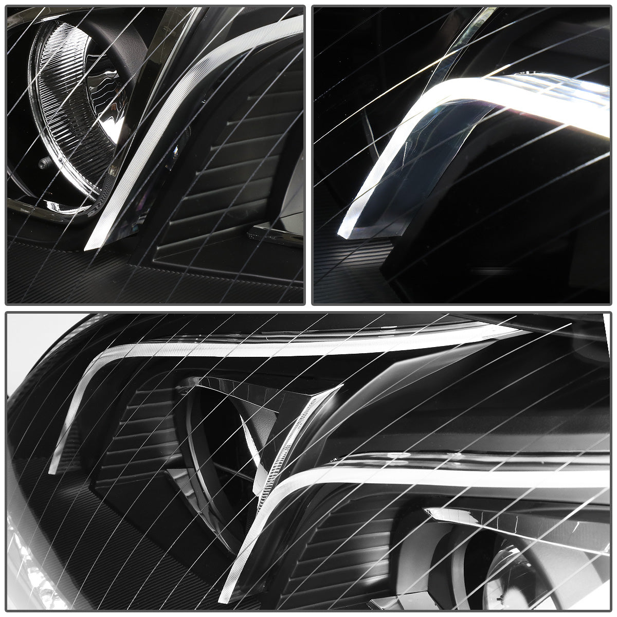 FAROS 00-06 MERCEDES S430 , S500 , S55 AMG , S600 / 2006 MERCEDES S350 , S65 AMG 4-DOOR - LED DRL - PROJECTOR - BLACK HOUSING - H7 LOW BEAM / H3 HIGH BEAM