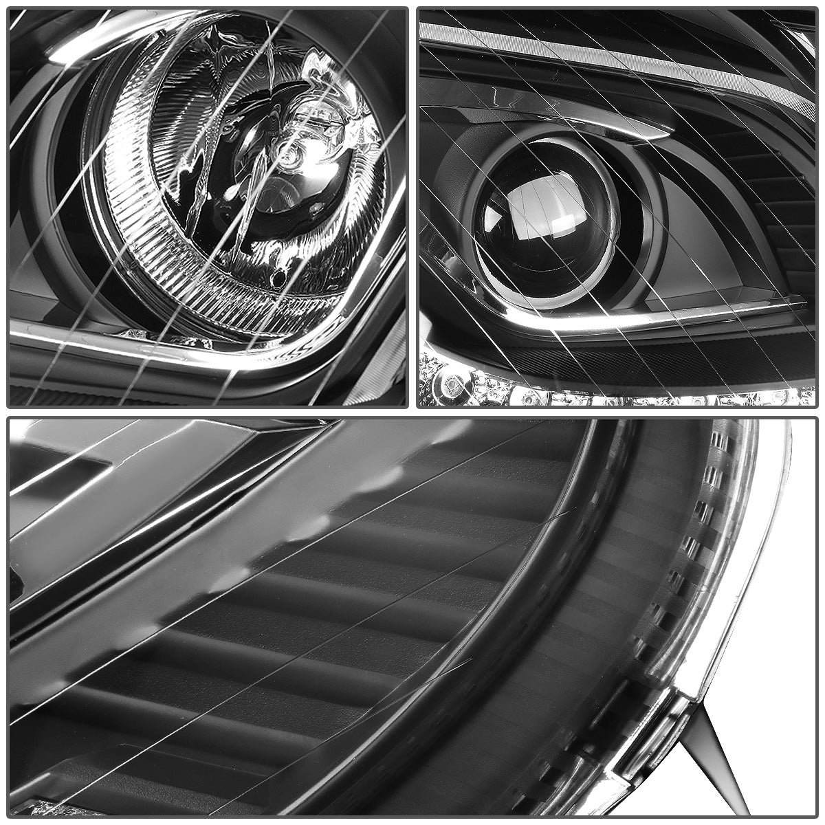 FAROS 00-06 MERCEDES S430 , S500 , S55 AMG , S600 / 2006 MERCEDES S350 , S65 AMG 4-DOOR - LED DRL - PROJECTOR - BLACK HOUSING - H7 LOW BEAM / H3 HIGH BEAM