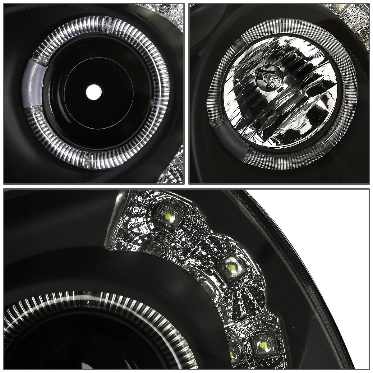 FAROS 00-05 MITSUBISHI ECLIPSE 2-DOOR - LED - HALO PROJECTOR - BLACK HOUSING / AMBER CORNER - H1 LOW BEAM / HIGH BEAM