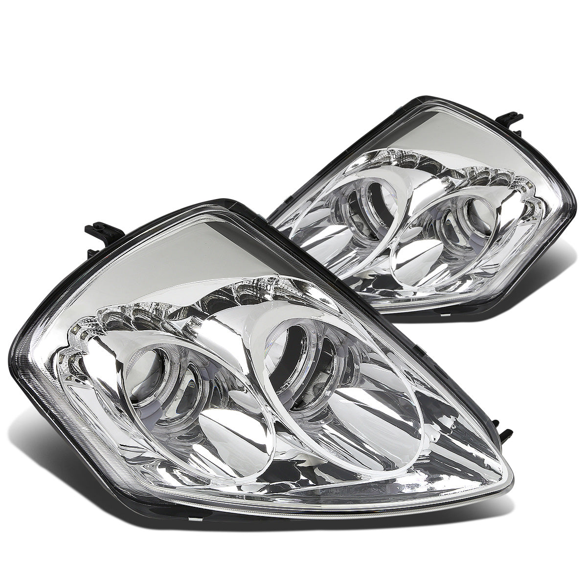 FAROS 00-05 MITSUBISHI ECLIPSE 2-DOOR - LED - HALO PROJECTOR - CHROME HOUSING / AMBER CORNER - H1 LOW BEAM / HIGH BEAM