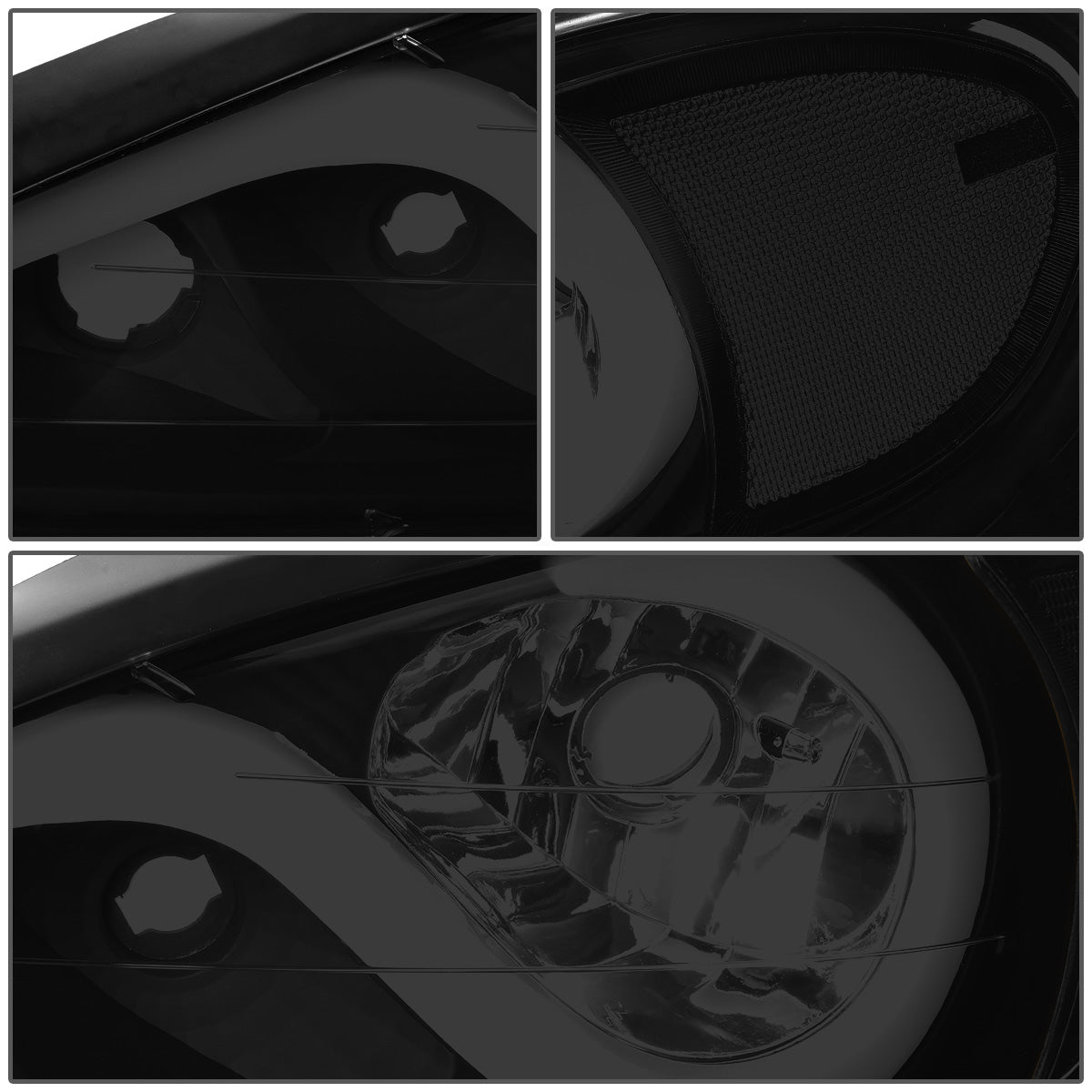 FAROS 99-05 PONTIAC GRAND AM - 3D - LED DRL - PROJECTOR - BLACK HOUSING / SMOKE LENS / CLEAR CORNER - 9007 HIGH / LOW BEAM BULB
