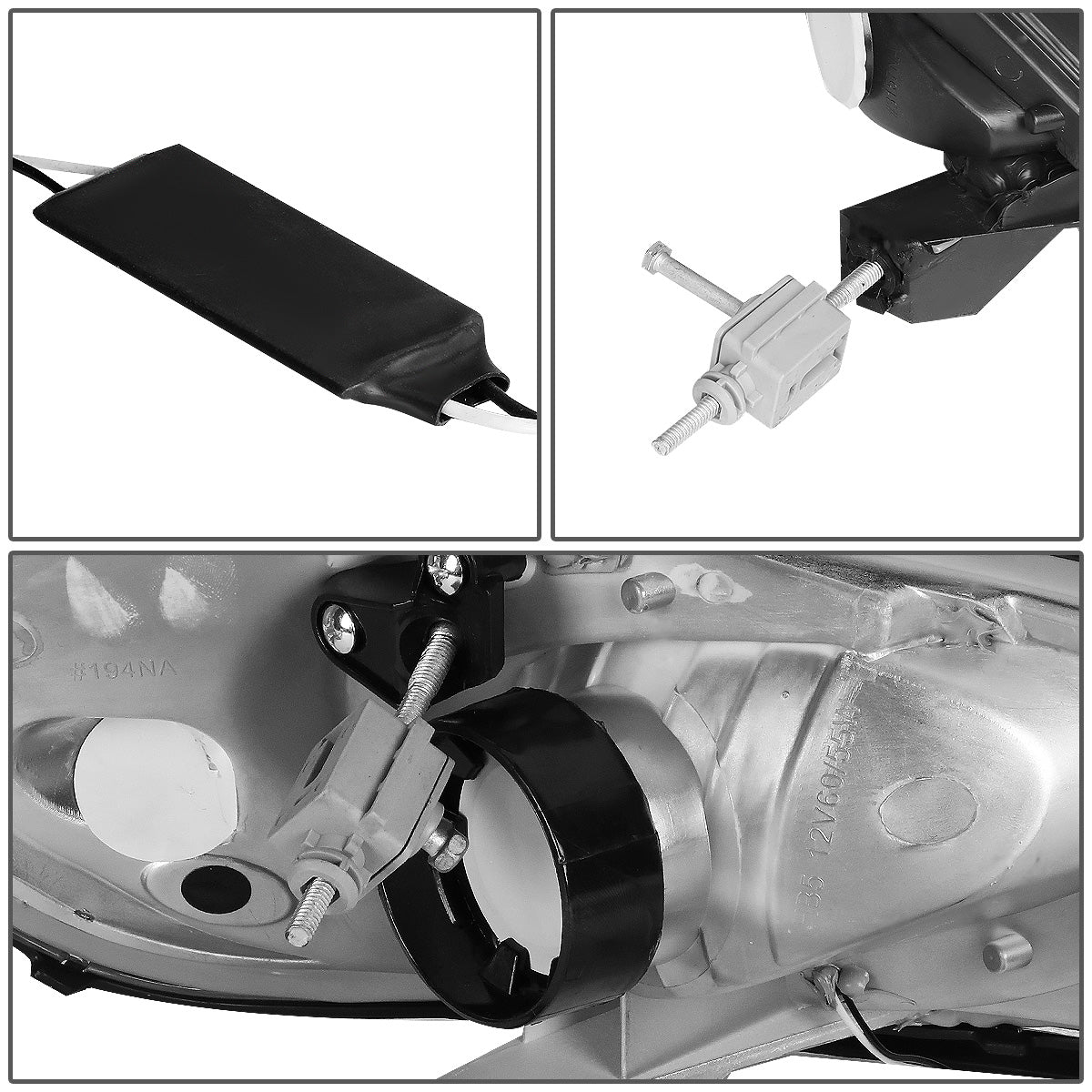 FAROS 99-05 PONTIAC GRAND AM - 3D - LED DRL - PROJECTOR - CHROME HOUSING / AMBER CORNER - 9007 HIGH / LOW BEAM BULB