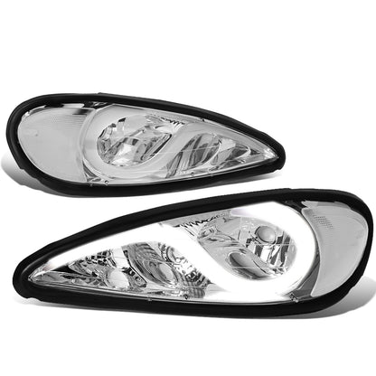 FAROS 99-05 PONTIAC GRAND AM - 3D - LED DRL - PROJECTOR - CHROME HOUSING / CLEAR CORNER - 9007 HIGH / LOW BEAM BULB