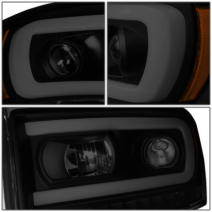 FAROS 06-08 DODGE RAM 1500 / 06-09 DODGE RAM 2500, 3500 - FITS MODELS WITH HALOGEN HEADLAMPS ONLY - LED DRL - PROJECTOR - BLACK HOUSING / SMOKE LENS / AMBER CORNER - H1 LOW BEAM / H1 HIGH BEAM / INTEGRATED LED SIGNAL & MARKER