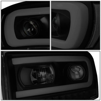 FAROS 06-08 DODGE RAM 1500 / 06-09 DODGE RAM 2500, 3500 - FITS MODELS WITH HALOGEN HEADLAMPS ONLY - LED DRL - PROJECTOR - BLACK HOUSING / SMOKED LENS / CLEAR CORNER - H1 LOW BEAM / H1 HIGH BEAM / INTEGRATED LED SIGNAL & MARKER