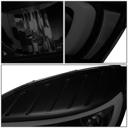 FAROS 06-08 DODGE RAM 1500 / 06-09 DODGE RAM 2500, 3500 - FITS MODELS WITH HALOGEN HEADLAMPS ONLY - LED DRL - PROJECTOR - BLACK HOUSING / SMOKED LENS / CLEAR CORNER - H1 LOW BEAM / H1 HIGH BEAM / INTEGRATED LED SIGNAL & MARKER