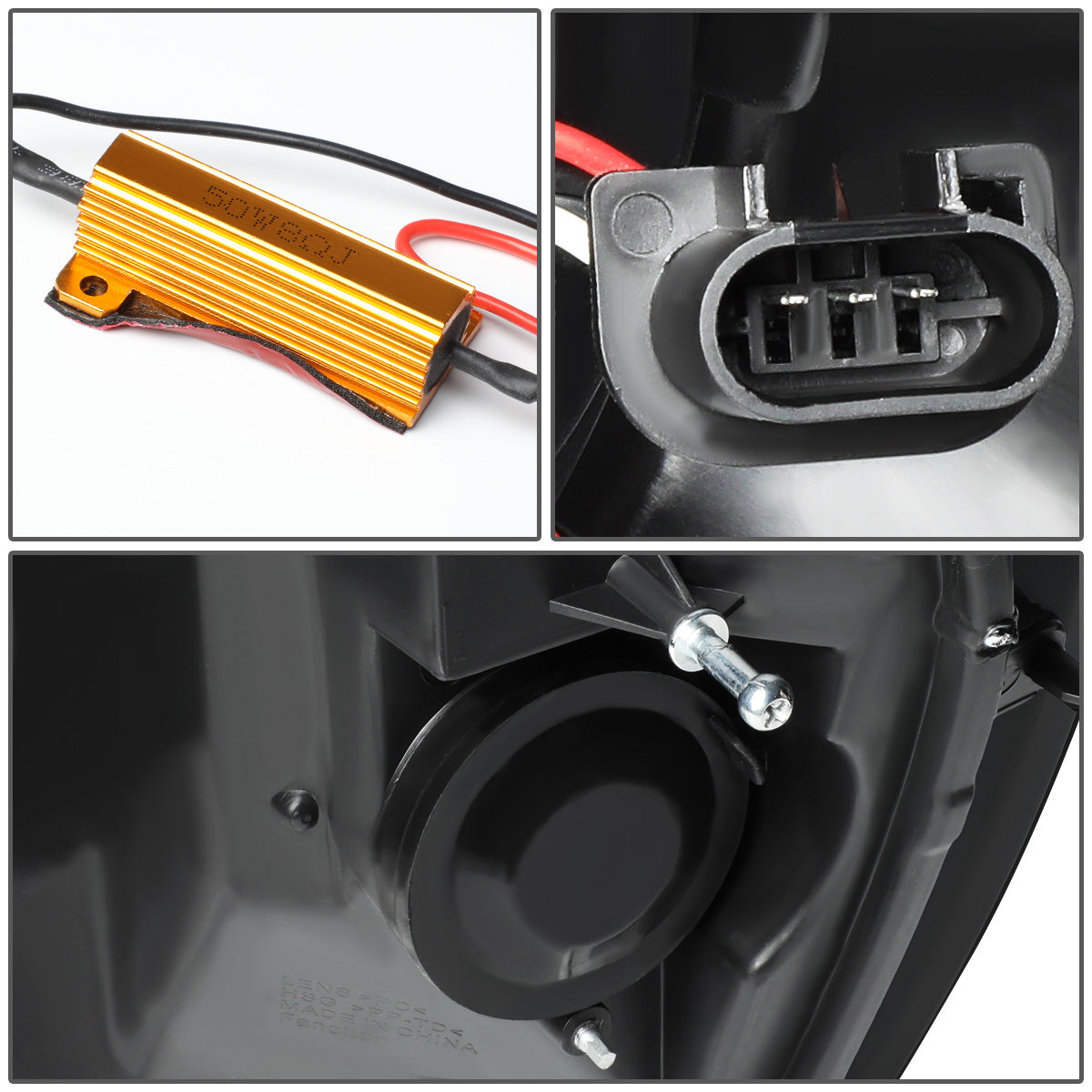 FAROS 06-08 DODGE RAM 1500 / 06-09 DODGE RAM 2500, 3500 - FITS MODELS WITH HALOGEN HEADLAMPS ONLY - LED DRL - PROJECTOR - BLACK HOUSING / SMOKED LENS / CLEAR CORNER - H1 LOW BEAM / H1 HIGH BEAM / INTEGRATED LED SIGNAL & MARKER