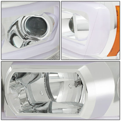 FAROS 06-08 DODGE RAM 1500 / 06-09 DODGE RAM 2500, 3500 - FITS MODELS WITH HALOGEN HEADLAMPS ONLY - LED DRL - PROJECTOR - CHROME HOUSING / AMBER CORNER - H1 LOW BEAM / H1 HIGH BEAM / INTEGRATED LED SIGNAL & MARKER