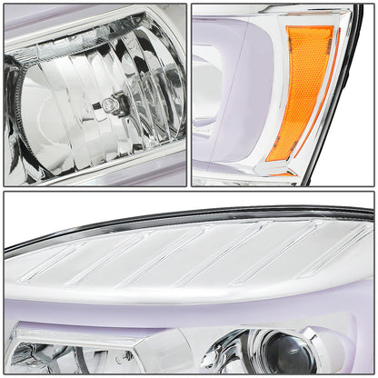 FAROS 06-08 DODGE RAM 1500 / 06-09 DODGE RAM 2500, 3500 - FITS MODELS WITH HALOGEN HEADLAMPS ONLY - LED DRL - PROJECTOR - CHROME HOUSING / AMBER CORNER - H1 LOW BEAM / H1 HIGH BEAM / INTEGRATED LED SIGNAL & MARKER