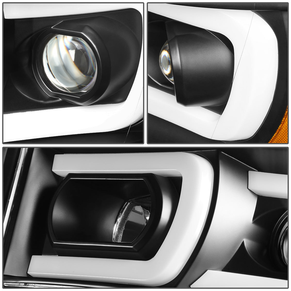 FAROS 06-08 DODGE RAM 1500 / 06-09 DODGE RAM 2500, 3500 - FITS MODELS WITH HALOGEN HEADLAMPS ONLY - DUAL LED DRL - PROJECTOR - BLACK HOUSING / AMBER CORNER - H1 LOW BEAM / H1 HIGH BEAM / INTEGRATED LED SIGNAL & MARKER