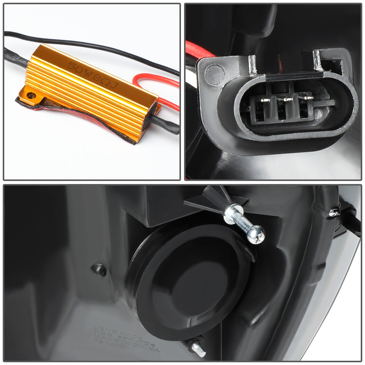 FAROS 06-08 DODGE RAM 1500 / 06-09 DODGE RAM 2500, 3500 - FITS MODELS WITH HALOGEN HEADLAMPS ONLY - DUAL LED DRL - PROJECTOR - BLACK HOUSING / AMBER CORNER - H1 LOW BEAM / H1 HIGH BEAM / INTEGRATED LED SIGNAL & MARKER