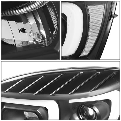 FAROS 06-08 DODGE RAM 1500 / 06-09 DODGE RAM 2500, 3500 - FITS MODELS WITH HALOGEN HEADLAMPS ONLY - DUAL LED DRL - PROJECTOR - BLACK HOUSING / CLEAR CORNER - H1 LOW BEAM / H1 HIGH BEAM / INTEGRATED LED SIGNAL & MARKER