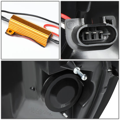 FAROS 06-08 DODGE RAM 1500 / 06-09 DODGE RAM 2500, 3500 - FITS MODELS WITH HALOGEN HEADLAMPS ONLY - DUAL LED DRL - PROJECTOR - BLACK HOUSING / SMOKE LENS / CLEAR CORNER - H1 LOW BEAM / H1 HIGH BEAM / INTEGRATED LED SIGNAL & MARKER