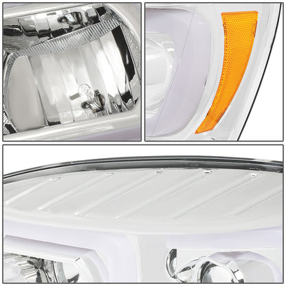 FAROS 06-08 DODGE RAM 1500 / 06-09 DODGE RAM 2500, 3500 - FITS MODELS WITH HALOGEN HEADLAMPS ONLY - DUAL LED DRL - PROJECTOR - CHROME HOUSING / AMBER CORNER - H1 LOW BEAM / H1 HIGH BEAM / INTEGRATED LED SIGNAL & MARKER