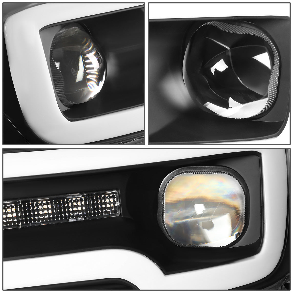 FAROS 16-20 TOYOTA TACOMA - FITS MODELS WITH HALOGEN HEADLIGHTS WITHOUT LED DRL - PROJECTOR - SEQUENTIAL TURN SIGNAL - LED DRL - BLACK HOUSING / AMBER CORNER - H7 LOW BEAM / HIGH BEAM, 2825 SIDE MARKER