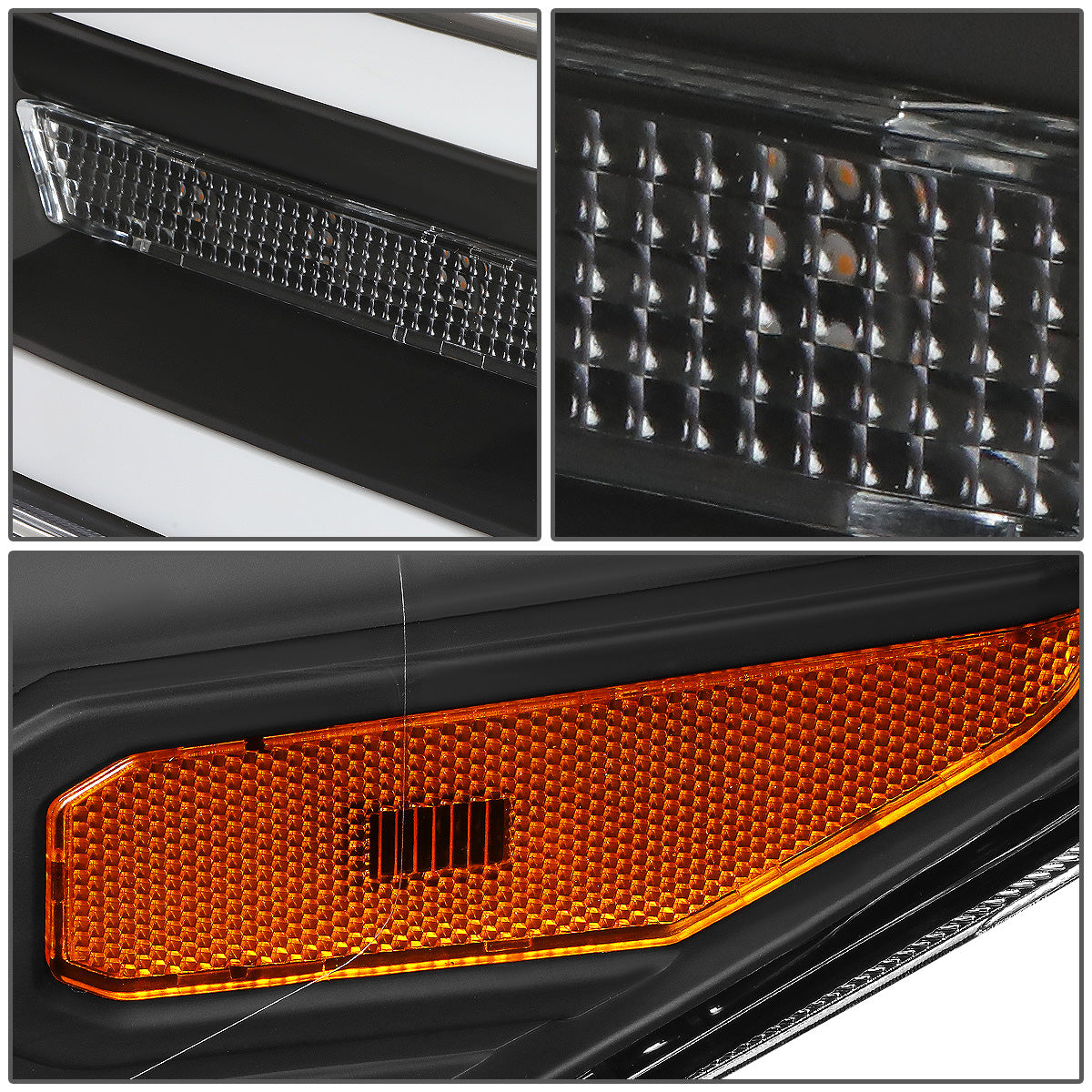 FAROS 16-20 TOYOTA TACOMA - FITS MODELS WITH HALOGEN HEADLIGHTS WITHOUT LED DRL - PROJECTOR - SEQUENTIAL TURN SIGNAL - LED DRL - BLACK HOUSING / AMBER CORNER - H7 LOW BEAM / HIGH BEAM, 2825 SIDE MARKER