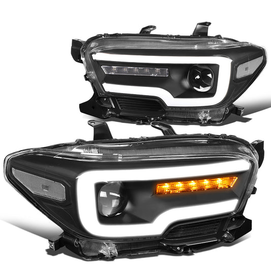 FAROS 16-20 TOYOTA TACOMA - FITS MODELS WITH HALOGEN HEADLIGHTS WITHOUT LED DRL - SEQUENTIAL SIGNAL LED DRL - PROJECTOR LOW BEAM - BLACK HOUSING / CLEAR CORNER - H7 HIGH / LOW BEAM / 2825 MARKER