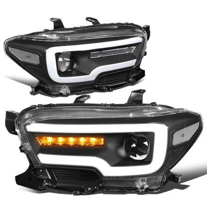 FAROS 16-20 TOYOTA TACOMA - FITS MODELS WITH HALOGEN HEADLIGHTS WITHOUT LED DRL - SEQUENTIAL SIGNAL LED DRL - PROJECTOR LOW BEAM - BLACK HOUSING / CLEAR CORNER - H7 HIGH / LOW BEAM / 2825 MARKER