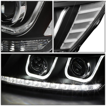 FAROS 09-17 DODGE JOURNEY 4-DOOR - LED U-BAR DRL - HALO PROJECTOR LOW BEAM / 5 LED HIGH BEAM - BLACK HOUSING / CLEAR CORNER - H7 LOW BEAM