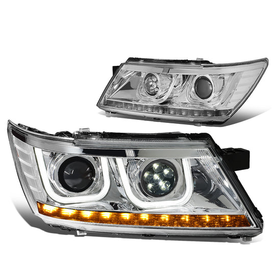 FAROS 09-17 DODGE JOURNEY 4-DOOR - LED U-BAR DRL - HALO PROJECTOR LOW BEAM / 5 LED HIGH BEAM - CHROME HOUSING / CLEAR CORNER - H7 LOW BEAM