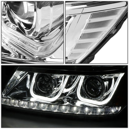 FAROS 09-17 DODGE JOURNEY 4-DOOR - LED U-BAR DRL - HALO PROJECTOR LOW BEAM / 5 LED HIGH BEAM - CHROME HOUSING / CLEAR CORNER - H7 LOW BEAM