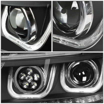 FAROS 09-17 DODGE JOURNEY 4-DOOR - LED U-BAR DRL - HALO PROJECTOR LOW BEAM / 5 LED HIGH BEAM - BLACK HOUSING / AMBER CORNER - H7 LOW BEAM