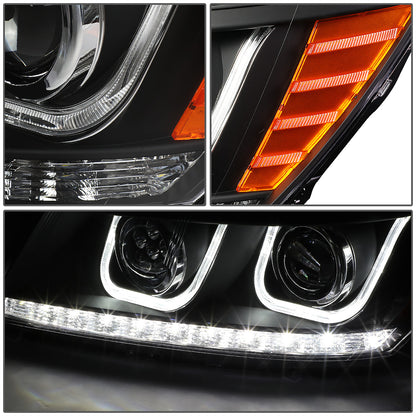 FAROS 09-17 DODGE JOURNEY 4-DOOR - LED U-BAR DRL - HALO PROJECTOR LOW BEAM / 5 LED HIGH BEAM - BLACK HOUSING / AMBER CORNER - H7 LOW BEAM