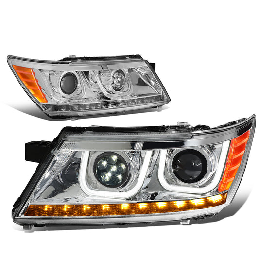 FAROS 09-17 DODGE JOURNEY 4-DOOR - LED U-BAR DRL - HALO PROJECTOR LOW BEAM / 5 LED HIGH BEAM - CHROME HOUSING / AMBER CORNER - H7 LOW BEAM