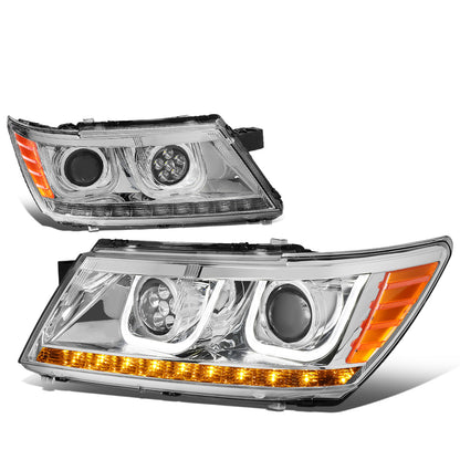 FAROS 09-17 DODGE JOURNEY 4-DOOR - LED U-BAR DRL - HALO PROJECTOR LOW BEAM / 5 LED HIGH BEAM - CHROME HOUSING / AMBER CORNER - H7 LOW BEAM