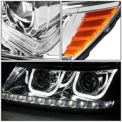 FAROS 09-17 DODGE JOURNEY 4-DOOR - LED U-BAR DRL - HALO PROJECTOR LOW BEAM / 5 LED HIGH BEAM - CHROME HOUSING / AMBER CORNER - H7 LOW BEAM