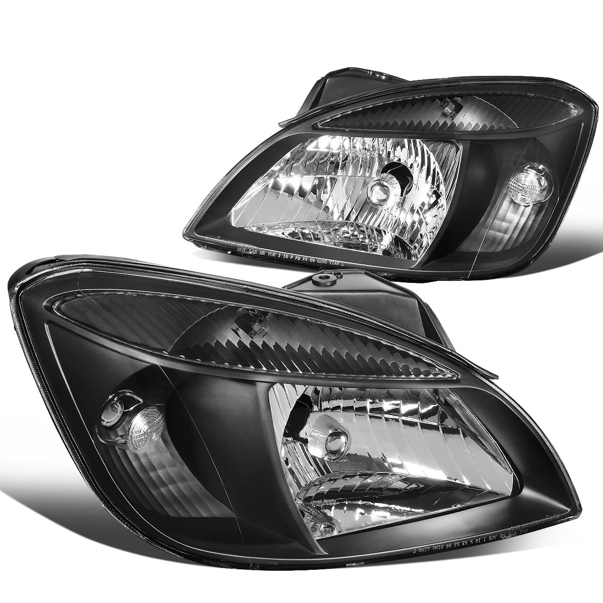 FAROS 06-08 KIA RIO / 06-08 KIA RIO5 - BLACK HOUSING / CLEAR CORNER - H4 HIGH BEAM / H4 LOW BEAM / PY21W SIGNAL / 194 MARKER