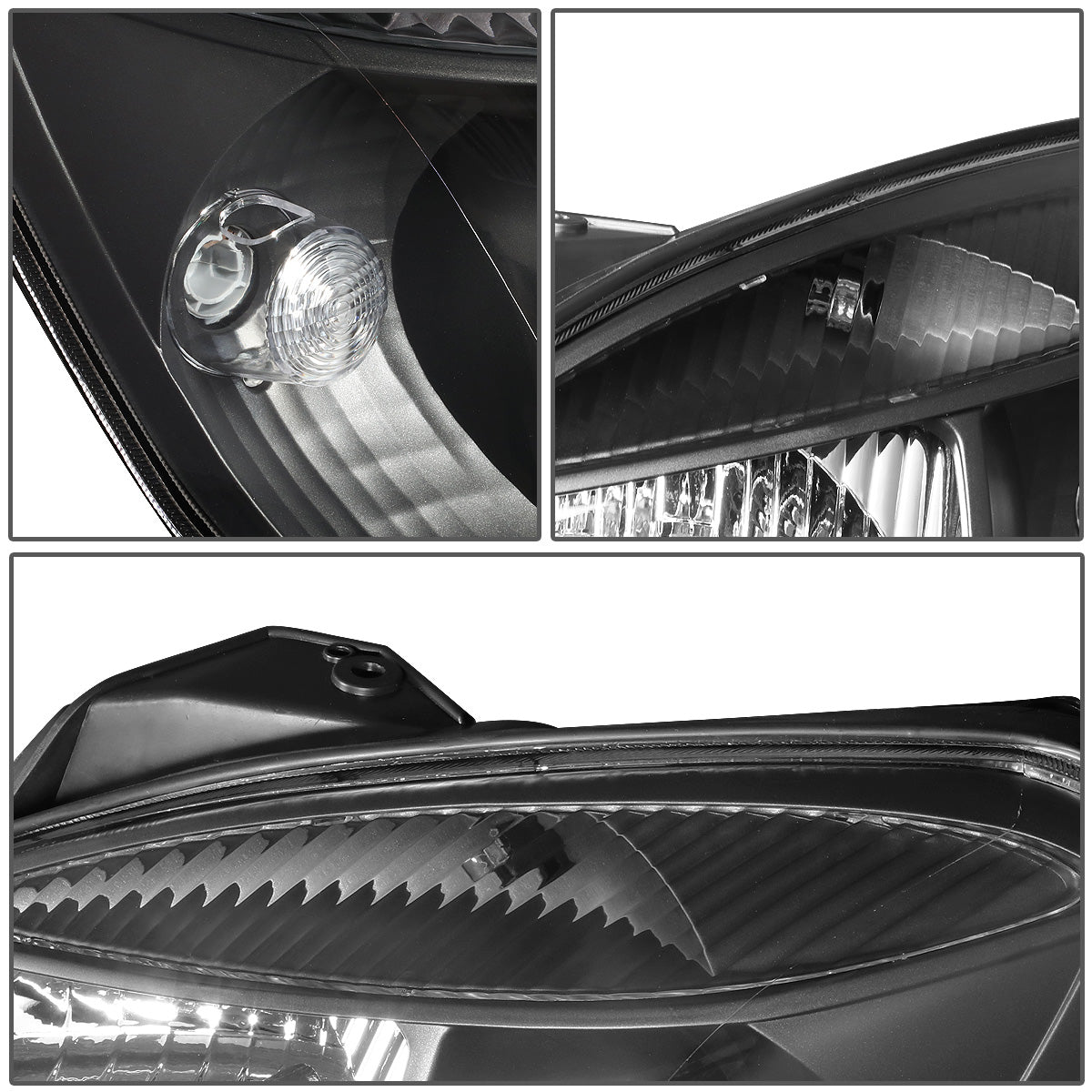 FAROS 06-08 KIA RIO / 06-08 KIA RIO5 - BLACK HOUSING / CLEAR CORNER - H4 HIGH BEAM / H4 LOW BEAM / PY21W SIGNAL / 194 MARKER