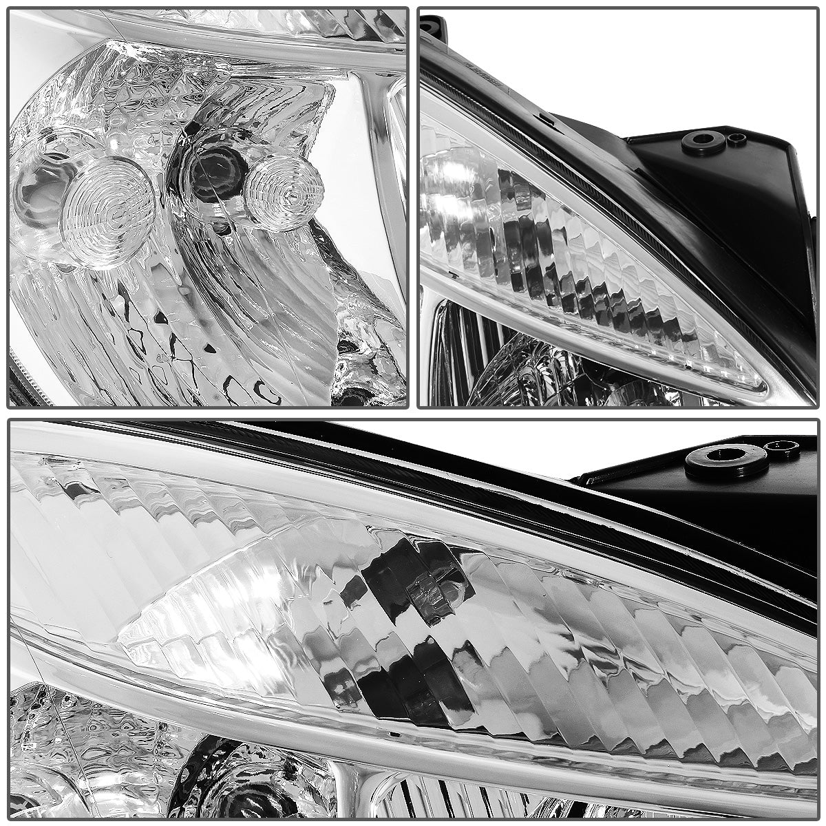 FAROS 06-08 KIA RIO / 06-08 KIA RIO5 - CHROME HOUSING / CLEAR CORNER - H4 HIGH BEAM / H4 LOW BEAM / PY21W SIGNAL / 194 MARKER