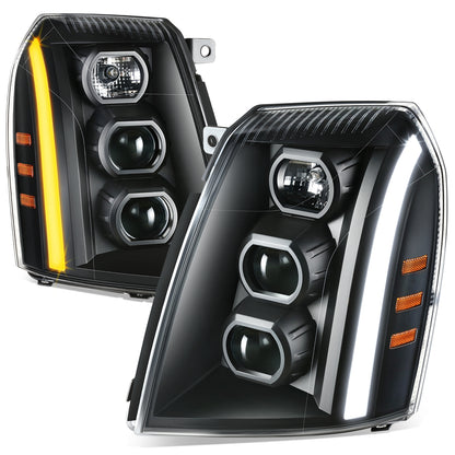 FAROS 07-14 CADILLAC ESCALADE / 07-14 CADILLAC ESCALADE ESV / 07-13 CADILLAC ESCALADE EXT - PROJECTOR HOUSING - H7 / H1 - BLACK HOUSING / AMBER CORNER
