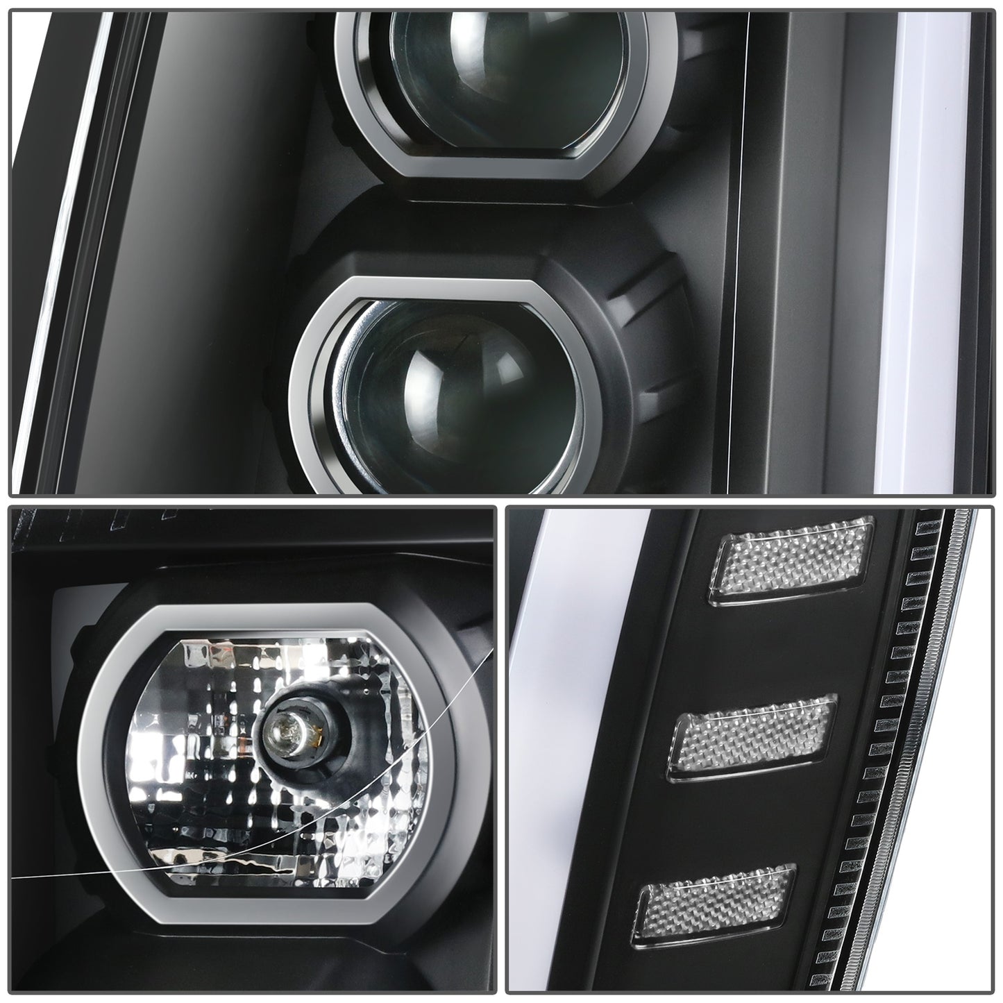 FAROS 07-14 CADILLAC ESCALADE / 07-14 CADILLAC ESCALADE ESV / 07-13 CADILLAC ESCALADE EXT - PROJECTOR HOUSING - H7 / H1 - BLACK HOUSING / CLEAR CORNER