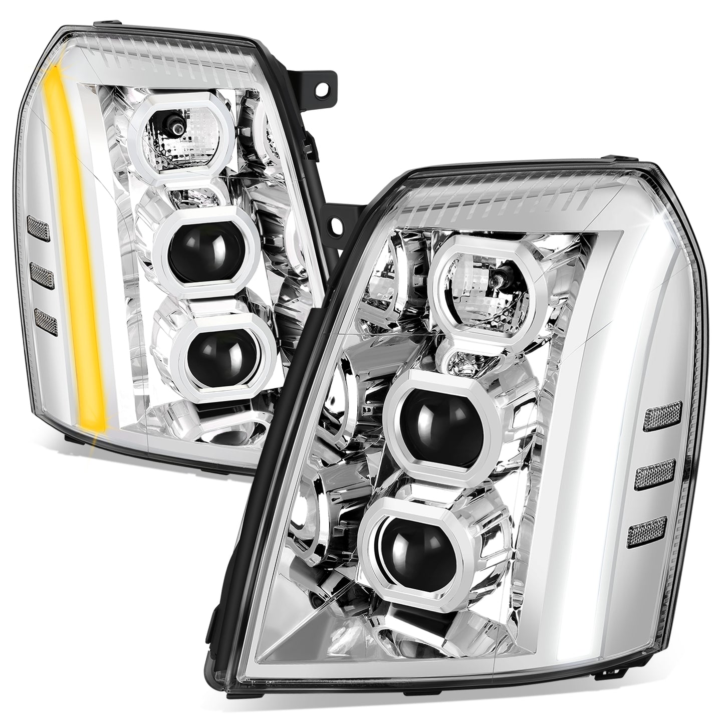 FAROS 07-14 CADILLAC ESCALADE / 07-14 CADILLAC ESCALADE ESV / 07-13 CADILLAC ESCALADE EXT - PROJECTOR HOUSING - H7 / H1 - CHROME HOUSING / CLEAR CORNER