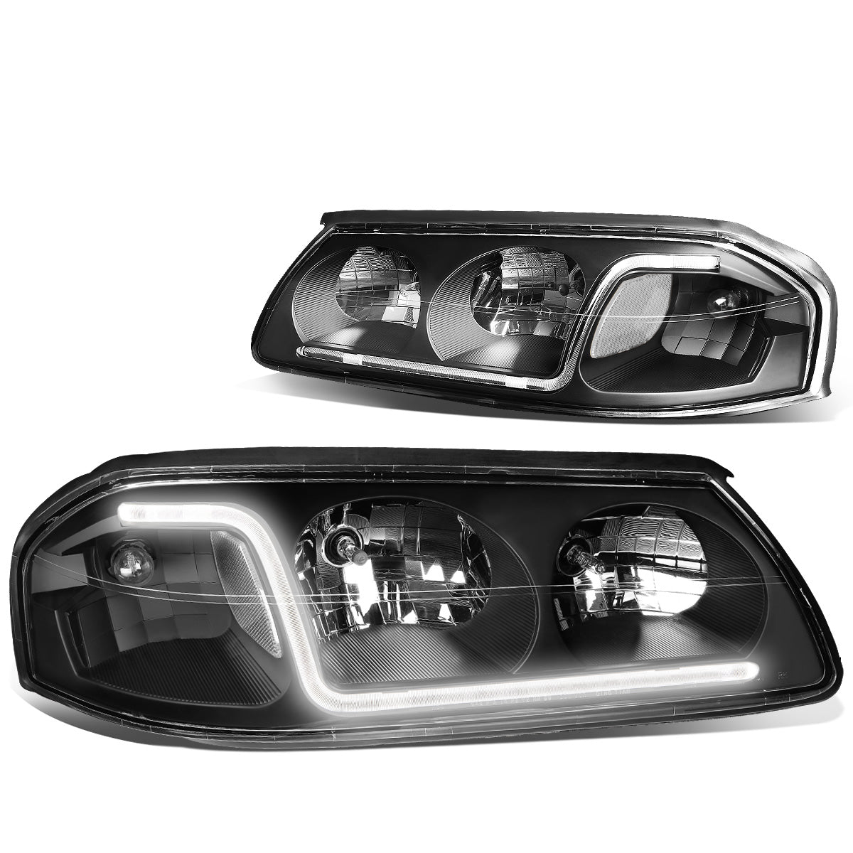 FAROS 00-05 CHEVY IMPALA 4-DOOR - LED DRL - BLACK HOUSING / CLEAR CORNER - 9006 LOW BEAM / 9005 HIGH BEAM