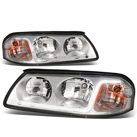 FAROS 00-05 CHEVY IMPALA 4-DOOR - LED DRL - CHROME HOUSING / AMBER CORNER - 9006 LOW BEAM / 9005 HIGH BEAM