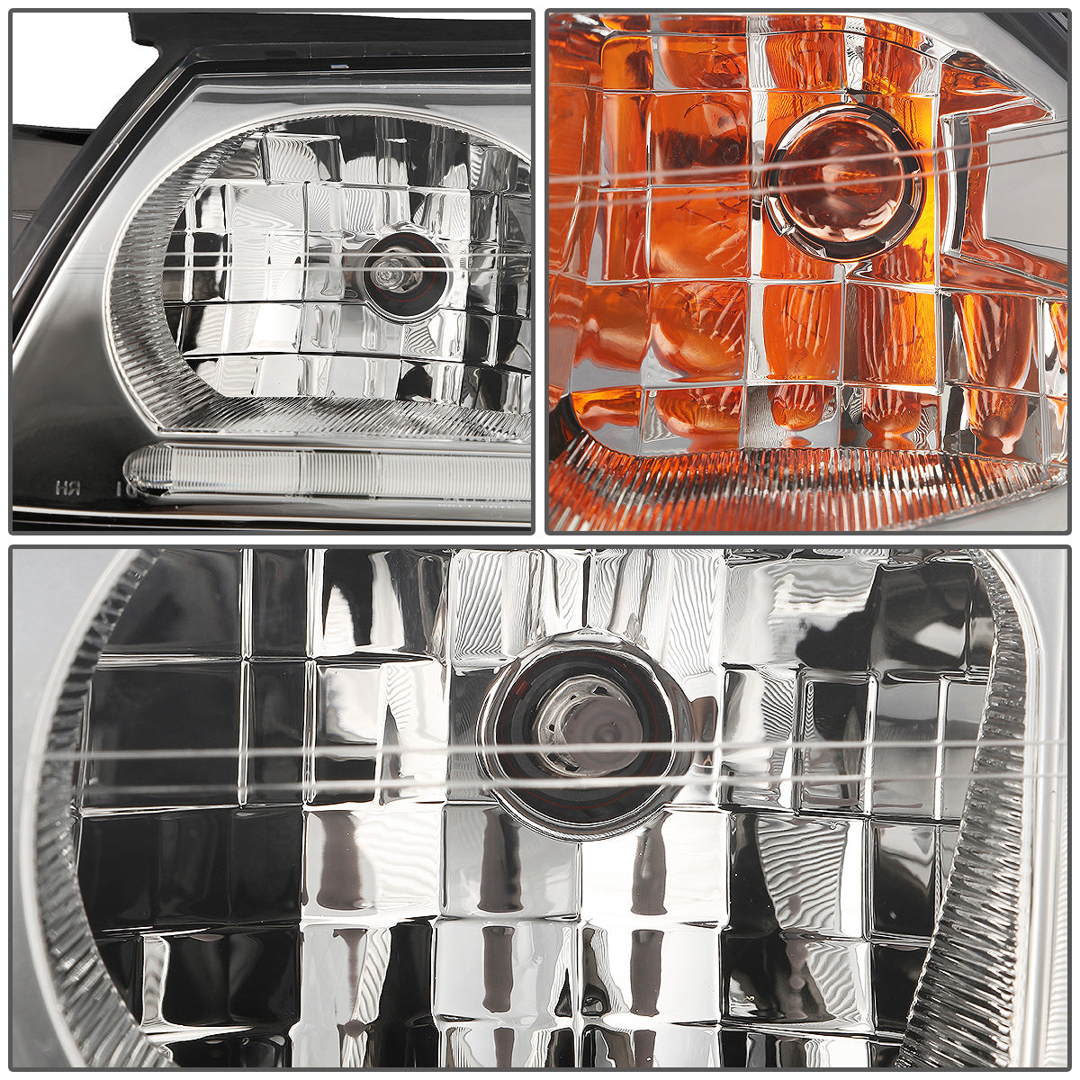 FAROS 00-05 CHEVY IMPALA 4-DOOR - LED DRL - CHROME HOUSING / AMBER CORNER - 9006 LOW BEAM / 9005 HIGH BEAM