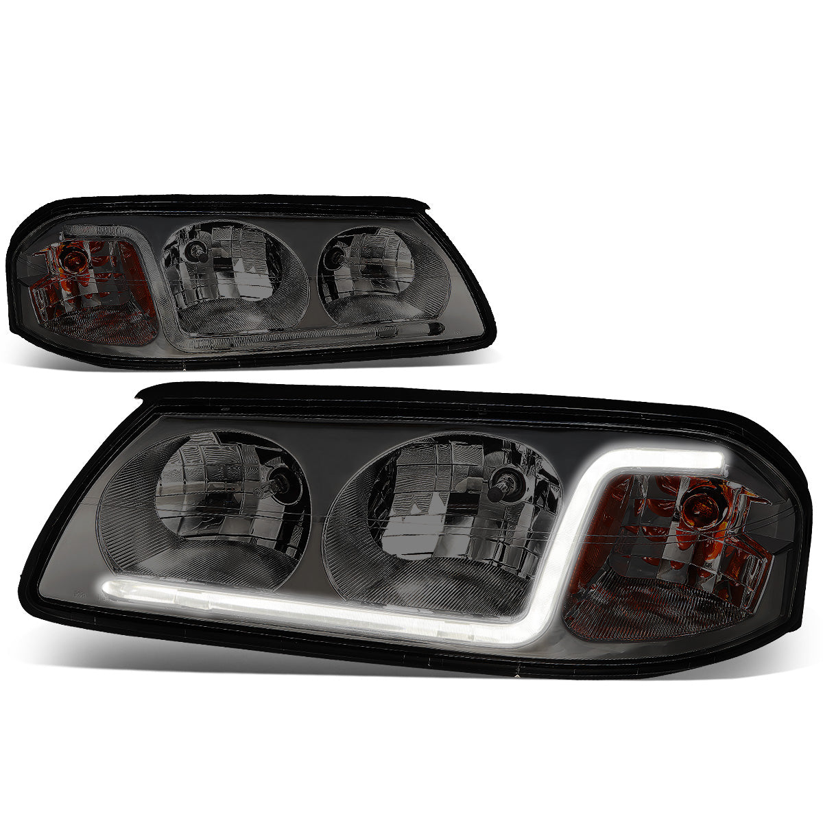 FAROS 00-05 CHEVY IMPALA 4-DOOR - LED DRL - SMOKE HOUSING / AMBER CORNER - 9006 LOW BEAM / 9005 HIGH BEAM