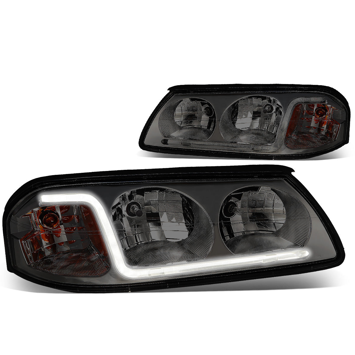 FAROS 00-05 CHEVY IMPALA 4-DOOR - LED DRL - SMOKE HOUSING / AMBER CORNER - 9006 LOW BEAM / 9005 HIGH BEAM