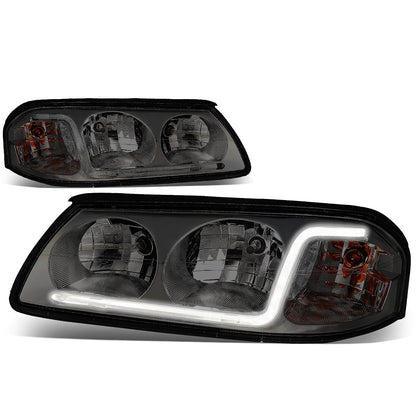FAROS 00-05 CHEVY IMPALA 4-DOOR - LED DRL - SMOKE HOUSING / CLEAR CORNER - 9006 LOW BEAM / 9005 HIGH BEAM